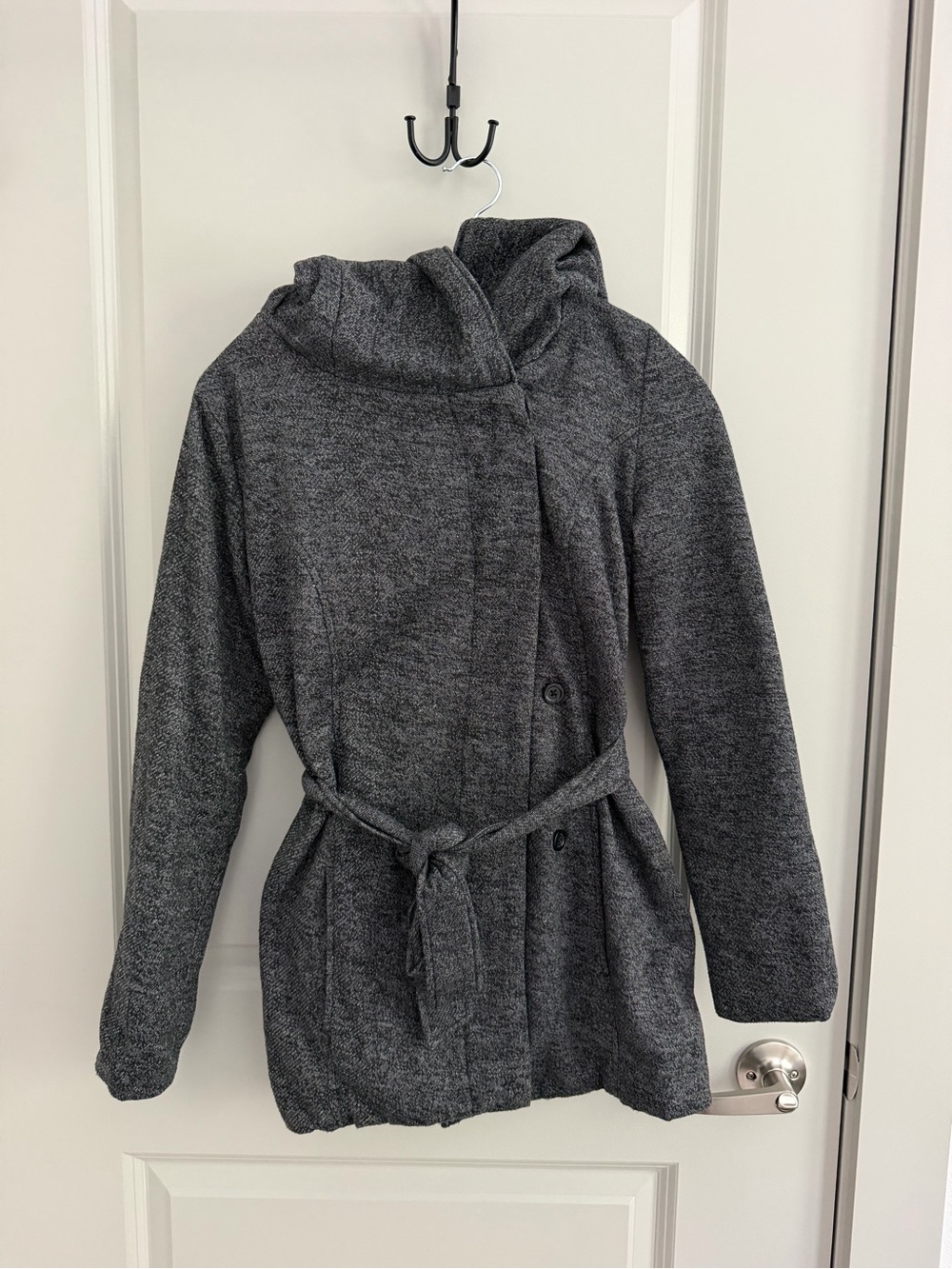 paper tee Charcoal Gray Hooded Belted Knit Jacket
